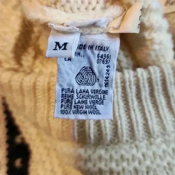 Sisley Relaxed Elegance Sweater Womens Medium Pullover Floral Stripe Virgin Wool - Picture 4 of 7